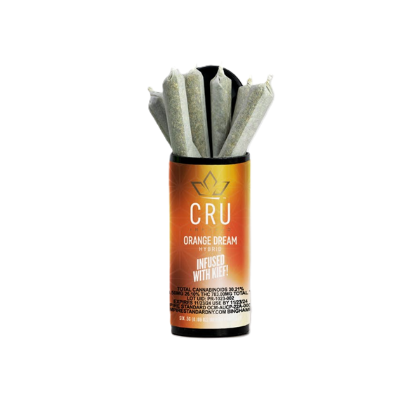 Photograph of product: CRU | Orange Dream | Kief Infused Pre-Rolls 6x0.5g