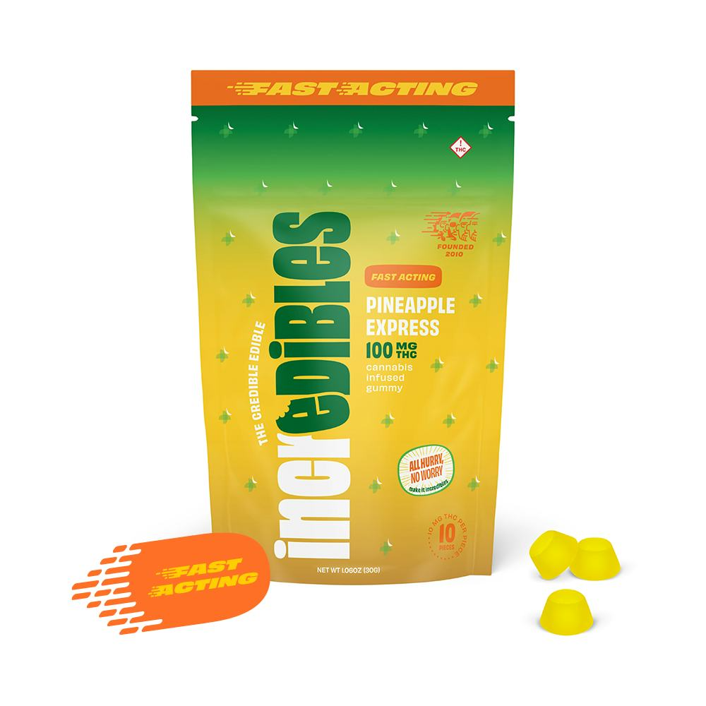 Photograph of product: Fast Acting Pineapple Express Gummies | 10 Pack 100mg