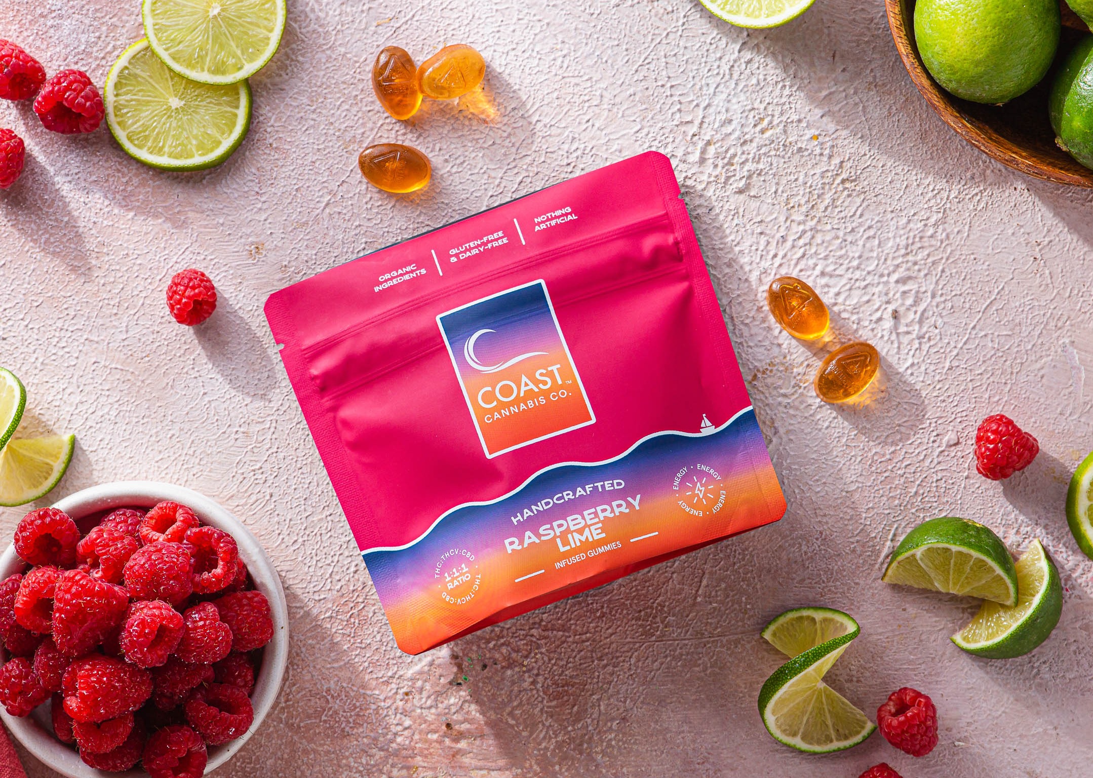 Photograph of product: Gummies | Raspberry Lime 1:1:1 | 20pk