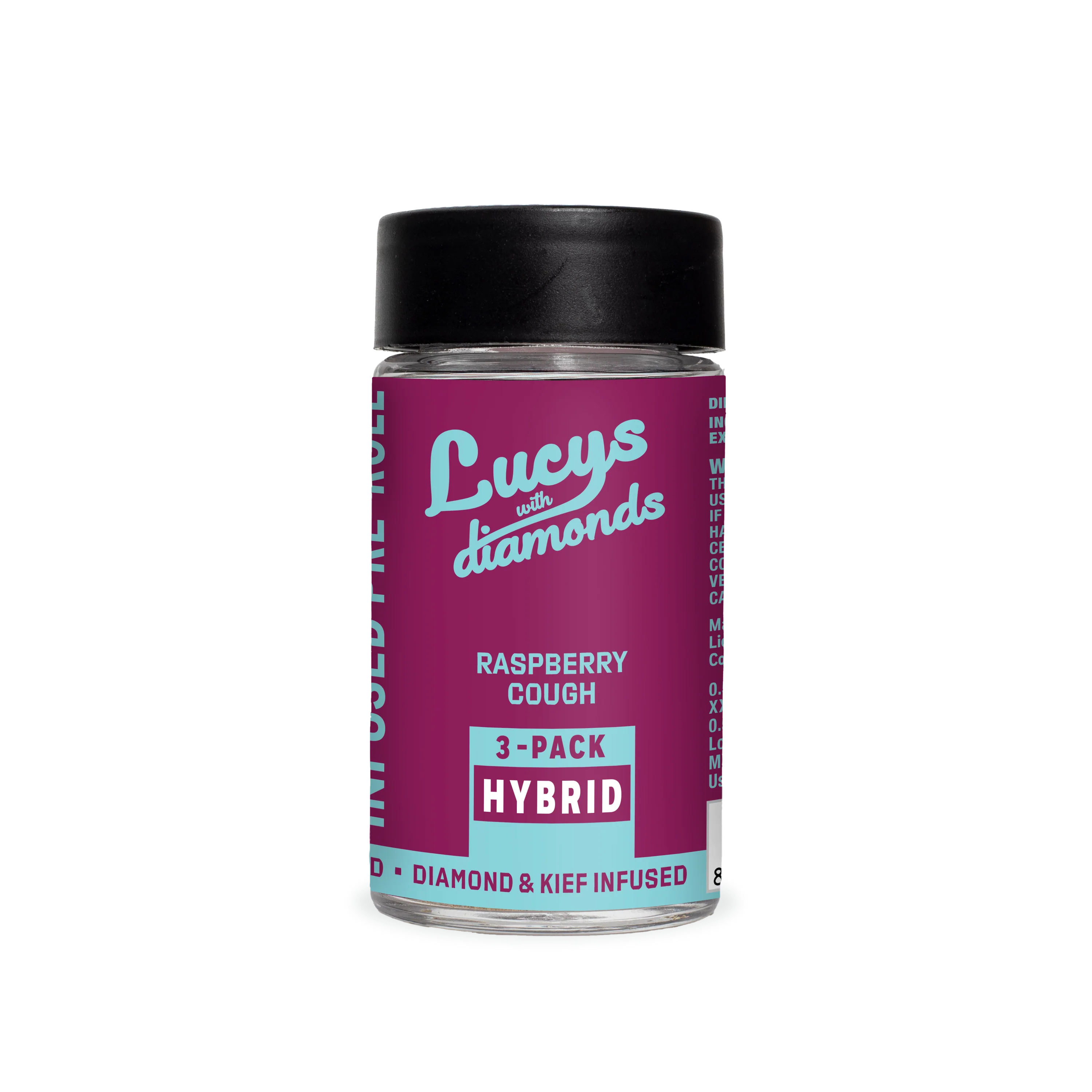 Photograph of product: BLOTTER | RASPBERRY COUGH | DIAMOND & KIEF INFUSED PRE-ROLLS | 2.1G(3PK)