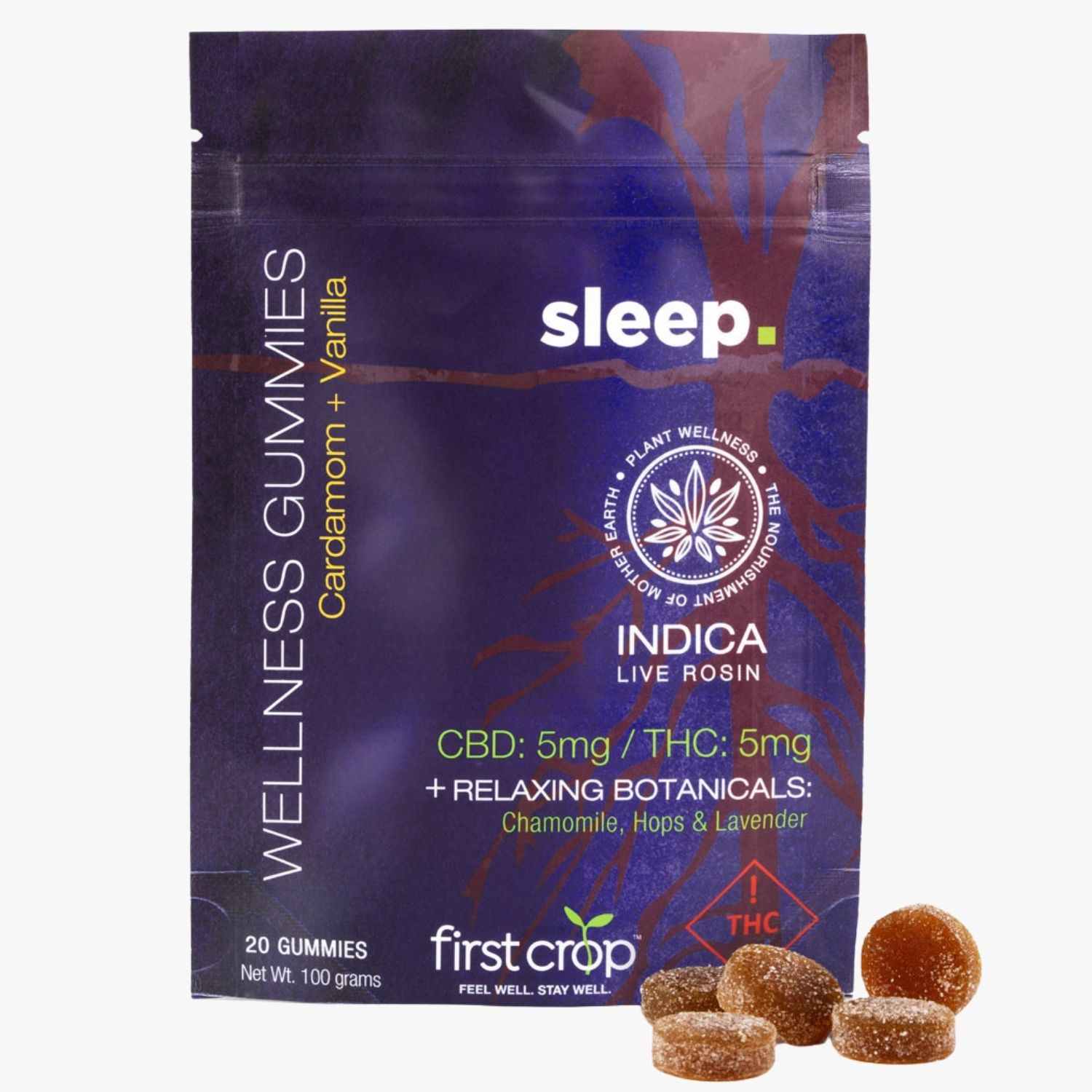 Photograph of product: CARDAMOM + VANILLA Sleep Live Rosin Gummies (TH-oui / CBD) by First Crop