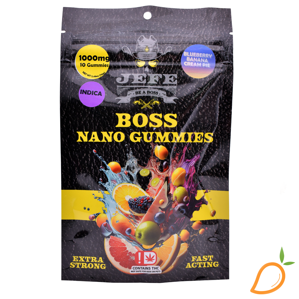 Photograph of product: 1000mg Blueberry Banana Cream Pie Nano Jefe Gummies
