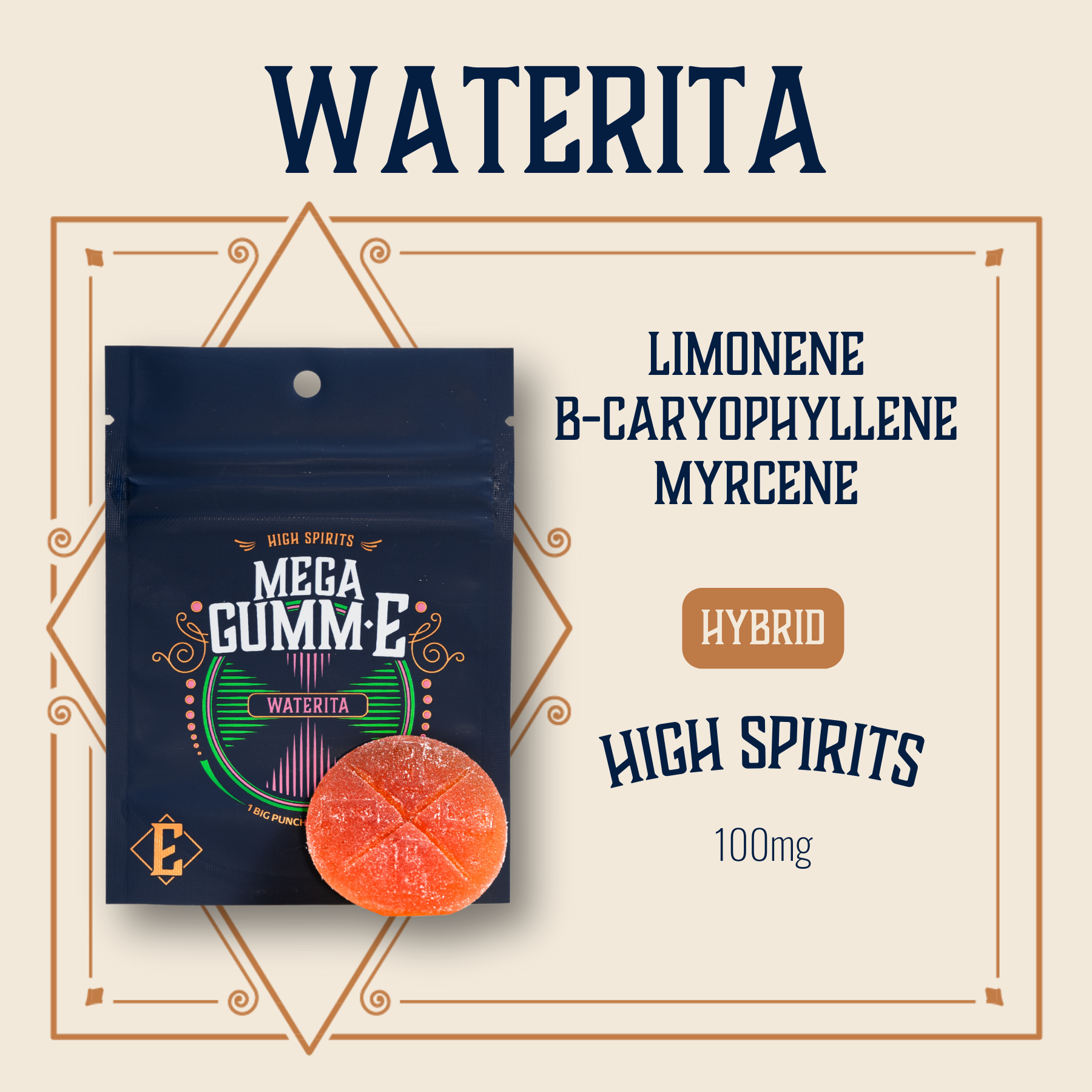 Photograph of Product: Waterita | High Spirits | Mega GummE 100mg (1ct)