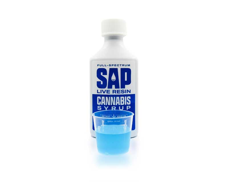 Photograph of product: Detroit Edibles 200mg SAP Syrup Blue Razz