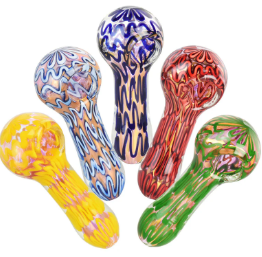 Photograph of product: Pulsar | Squiggle Glass Spoon Pipe | 4" Assorted Colors