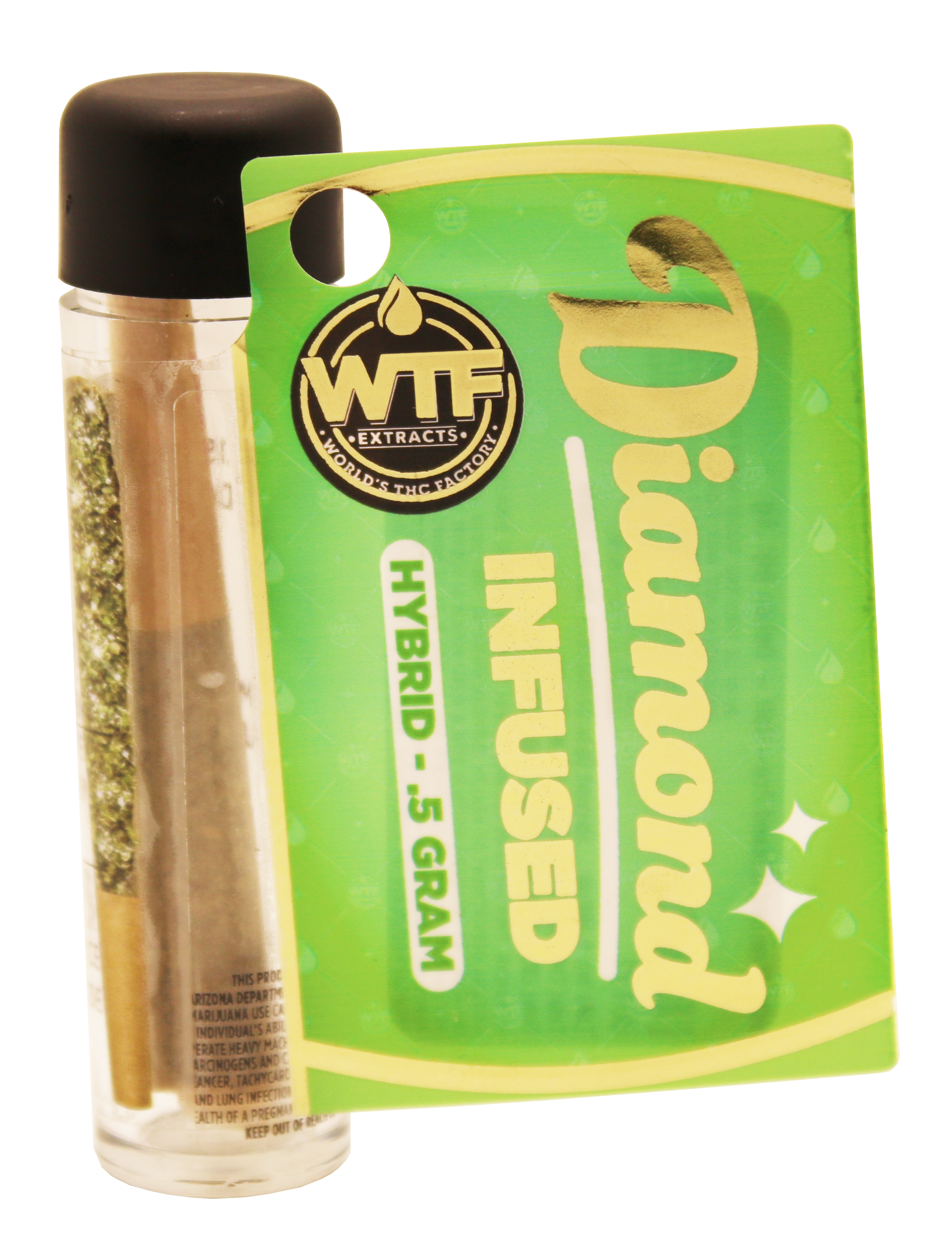 Photograph of product: WTF - Diamond Infused Preroll - Banana Beignets (H) (0.5g)