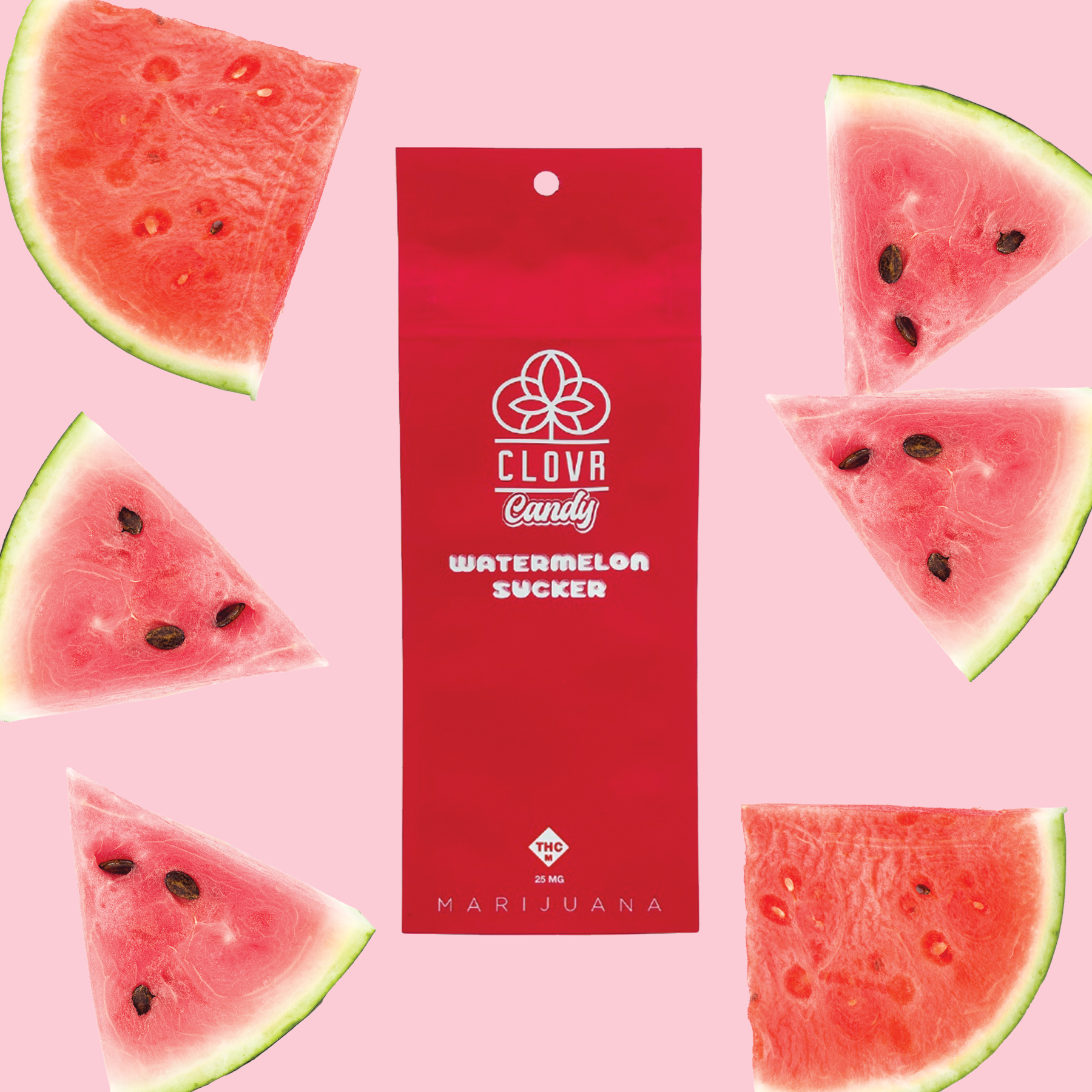 Photograph of Product: Clovr Candy: Sucker | Watermelon | 25mg