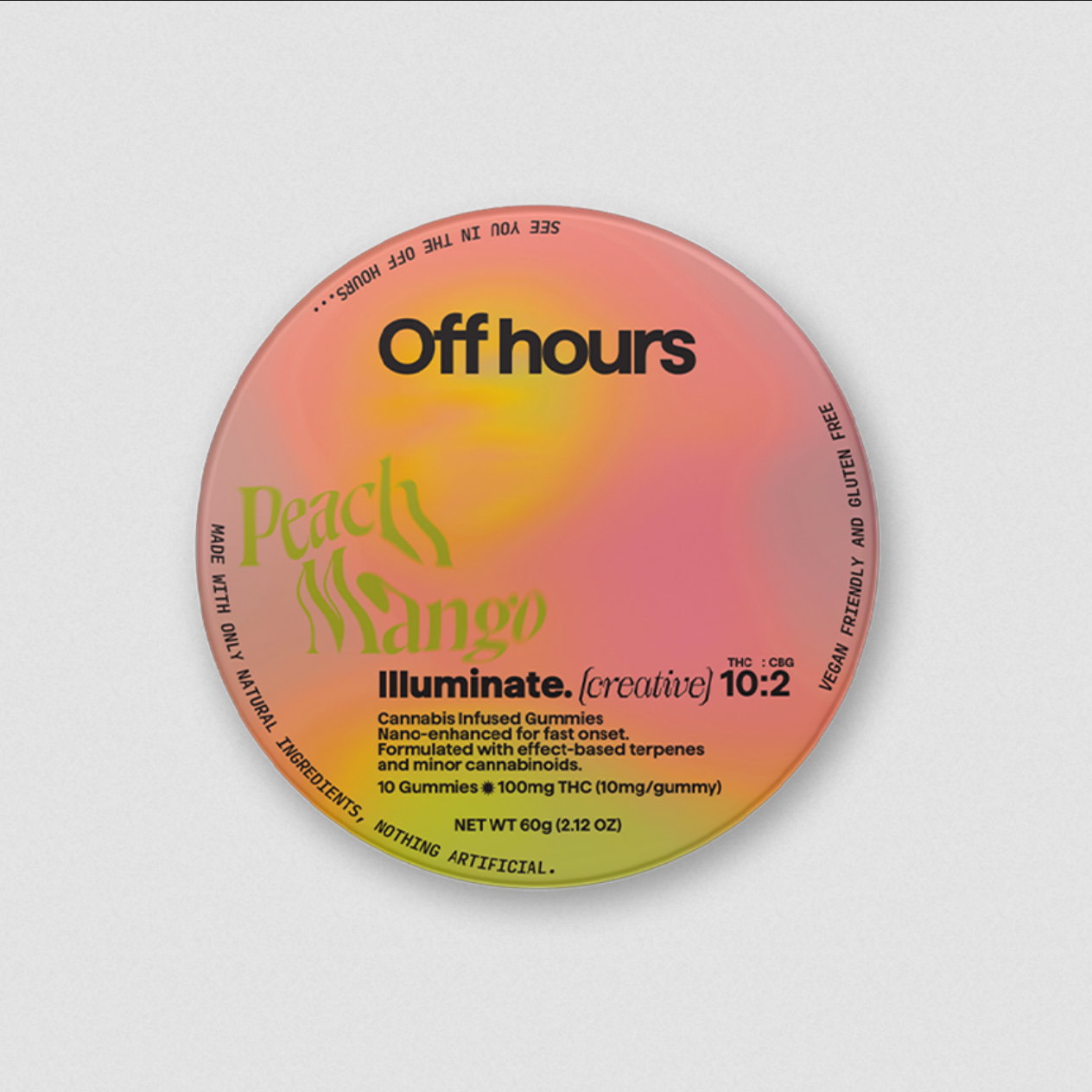 Photograph of product: Off Hours | Illuminate - Peach Mango | 100mg 10pk Gummies