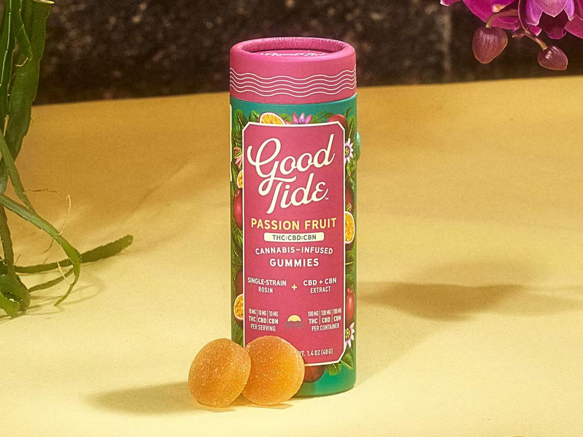 Photograph of product: Good Tide / Live Rosin Gummies / 100mg / Passion Fruit