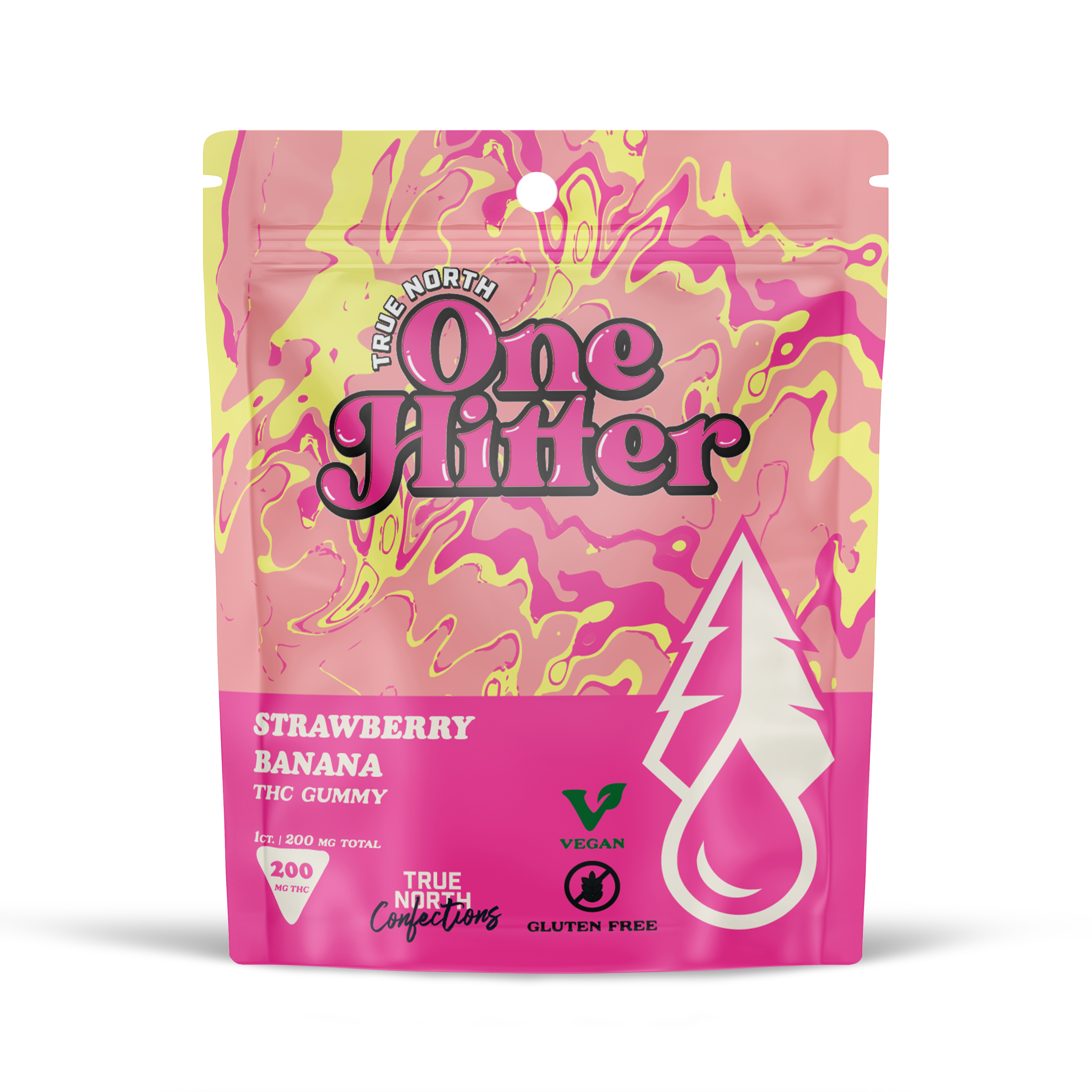 Photograph of product: True North Strawberry Banana One Hitter Gummy | 200mg