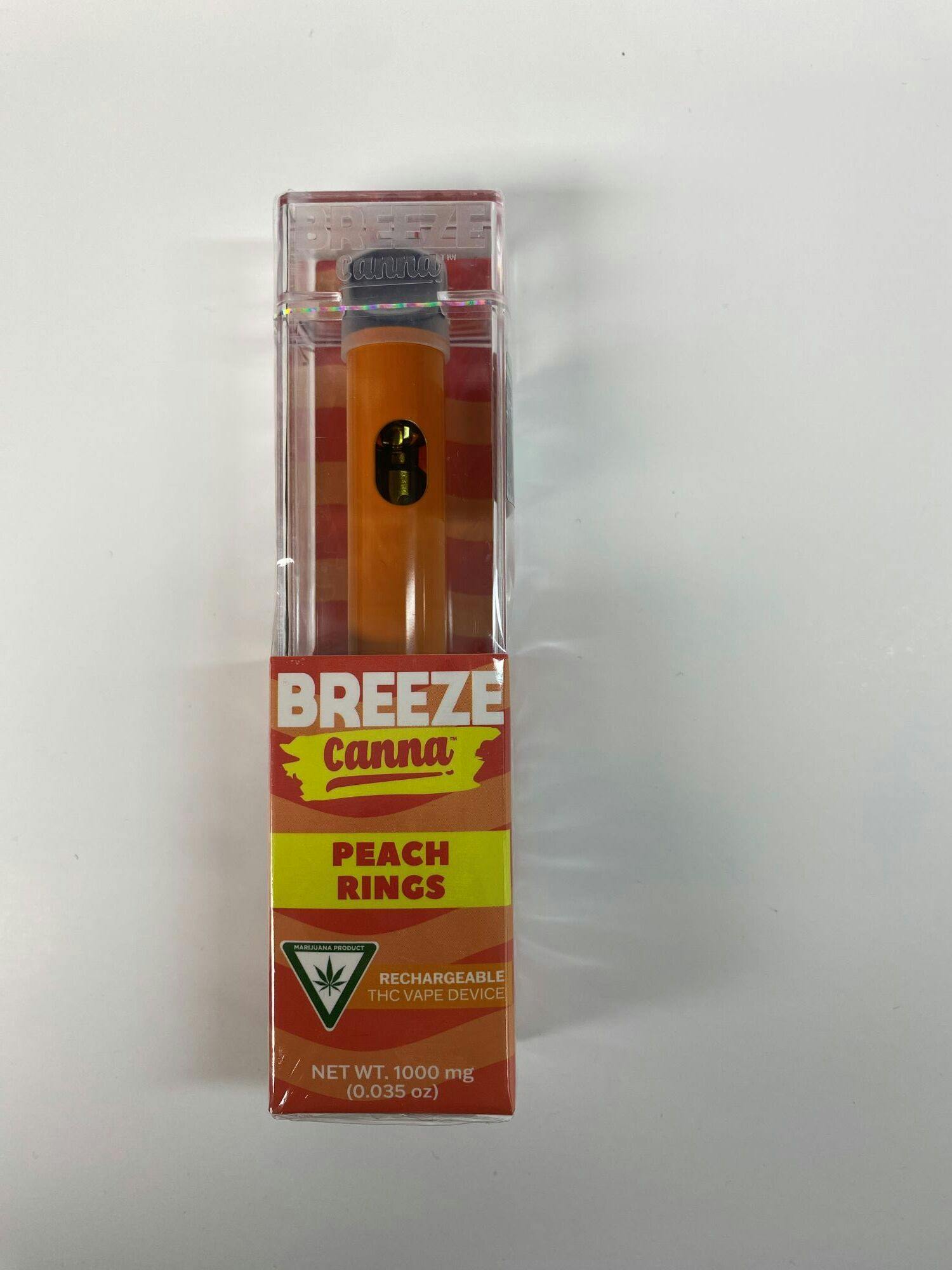 Photograph of product: Breeze Canna | Peach Rings | 1g Vape Cart