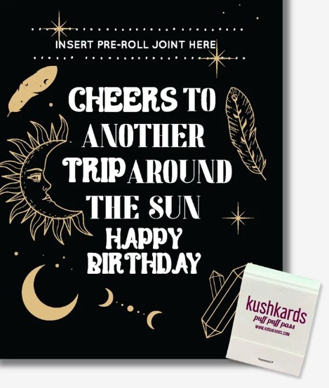 Photograph of product: Celestial Birthday Card - Pre Roll Card - KushKards