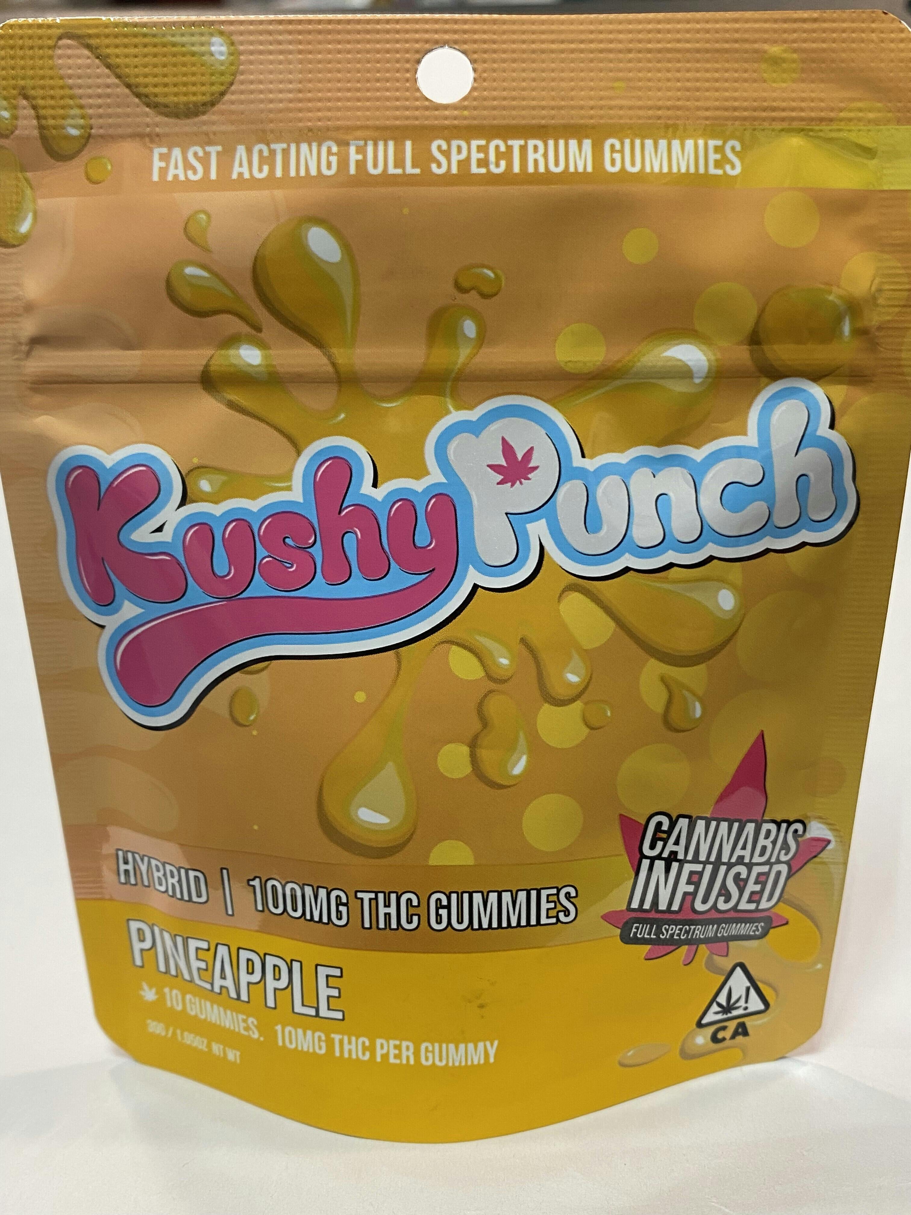 Photograph of product: KushyPunch - 10pk Pineapple Gummies 100mg