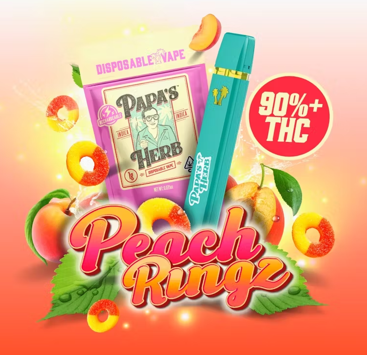 Photograph of product: Papa's Herb Peach Ringz Oui'd AIO 1g