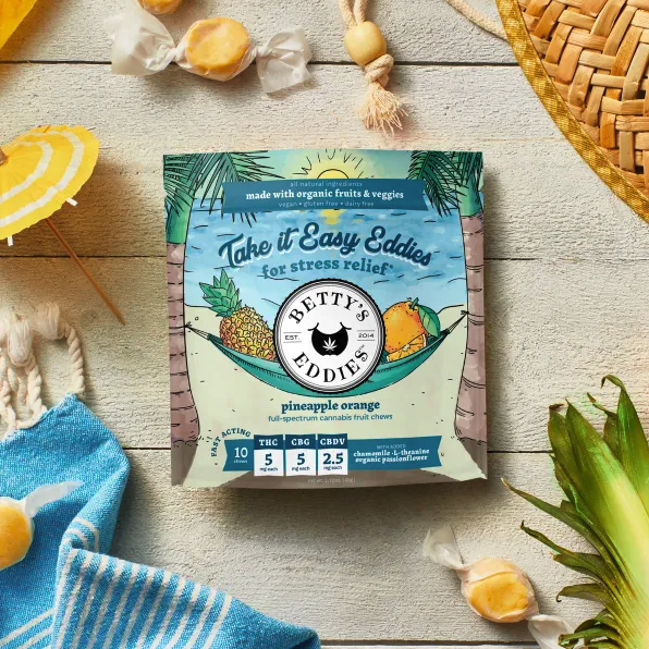 Photograph of product: Betty's Eddies 100mg Fruit Chews - Pineapple Orange 4:2:1 TH-oui:CBG:CBDV