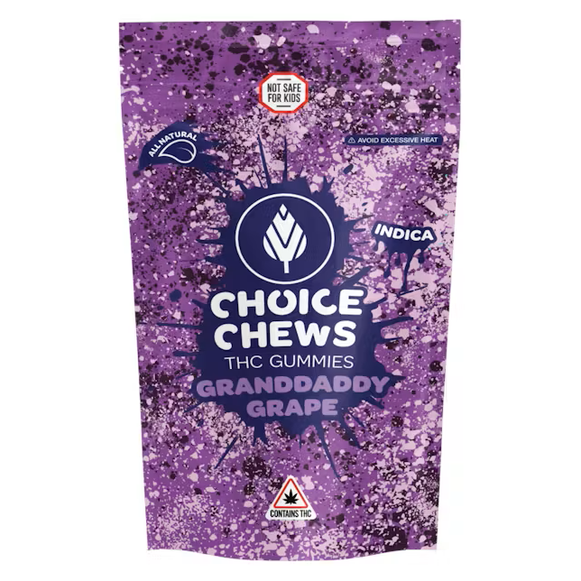 Photograph of product: Choice Granddaddy Grape Oui'd Soft Chews 200mg Rec