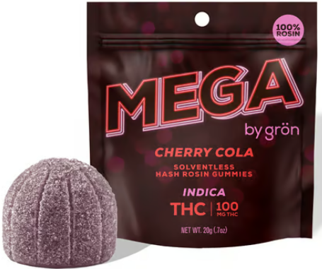 Photograph of product: Grn Cherry Cola (I) Live Rosin Mega Pearl Gummie 100mg 1pk