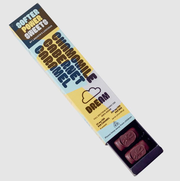 Photograph of product: Chamomile Cabernet Caramel Dream | 25mg CBD x 8ct Caramels