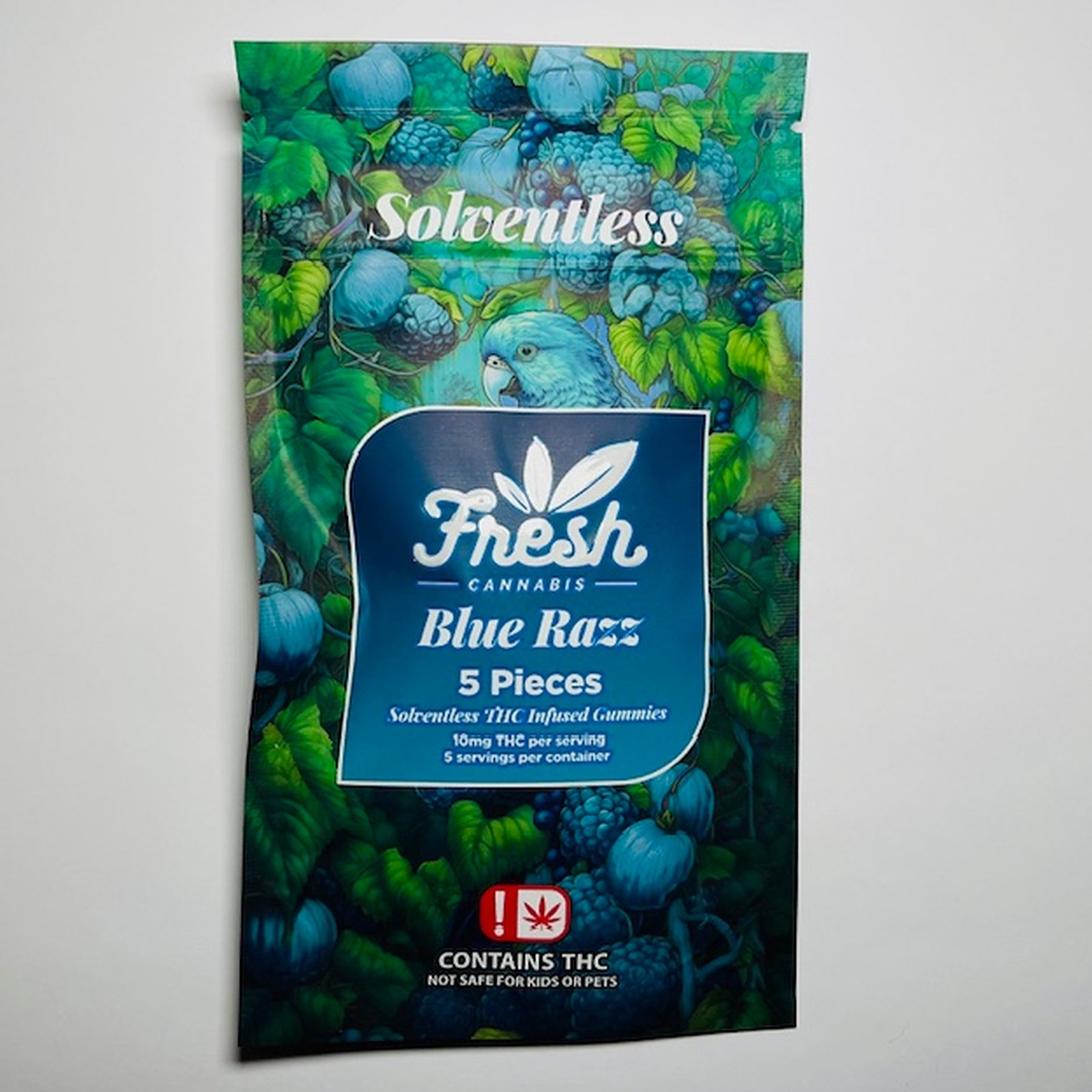 Photograph of product: Solventless Gummies 5pk - Blue Raspberry (50mg per pack)