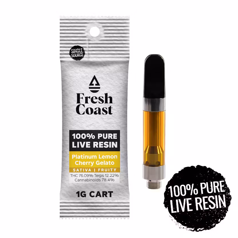 Photograph of product: Fresh Coast | Platinum Lemon Cherry Gelato Pure Live Resin Cart