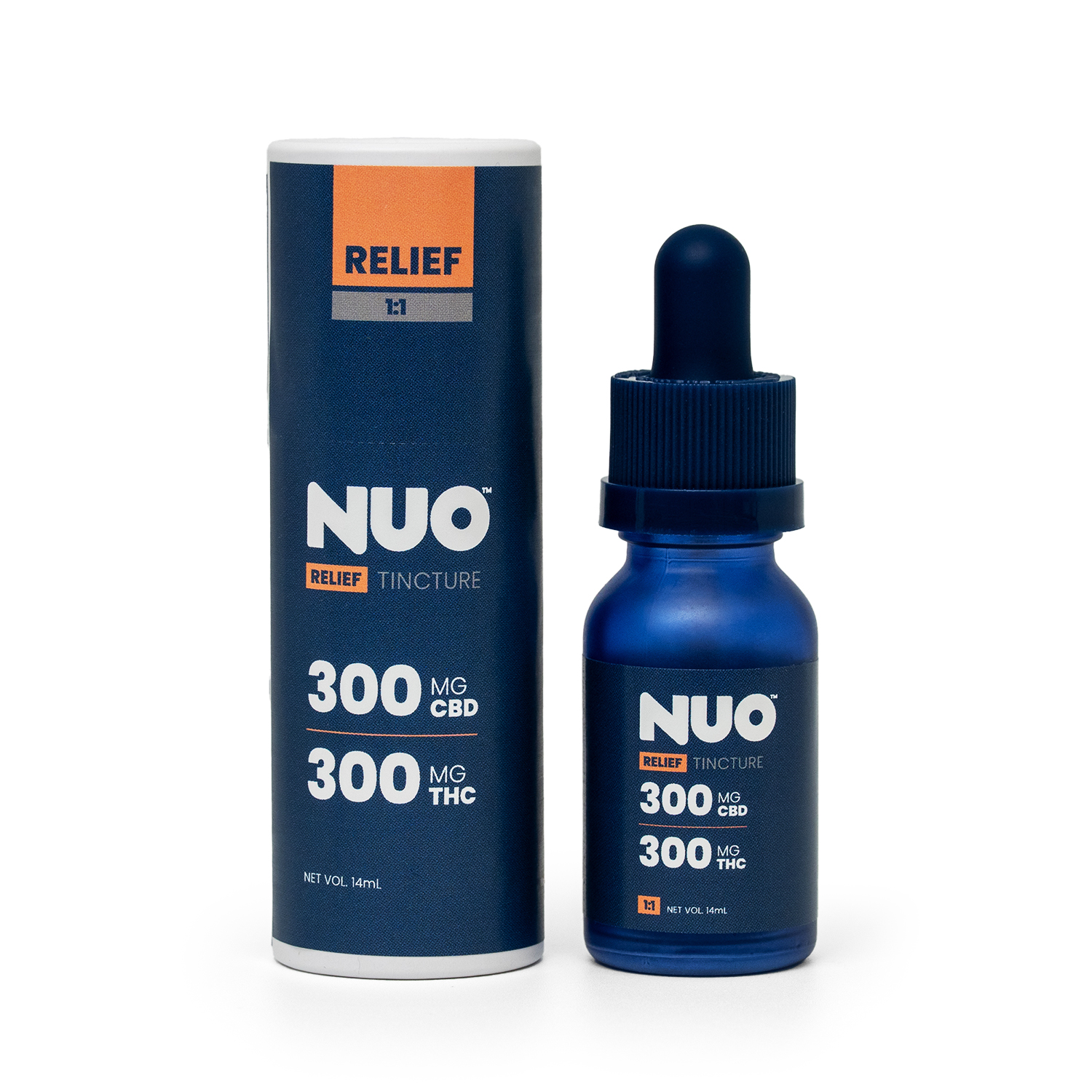Photograph of product: NUO | Tincture | 1:1 (CBD 300 mg : TH-oui 300 mg) | 14 mL