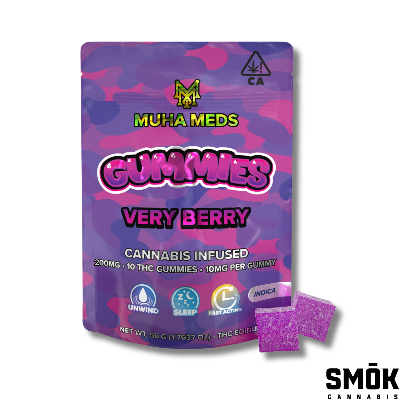 Photograph of product: Muha Meds Mambas Distillate Infused Gummies Very Berry 200mg