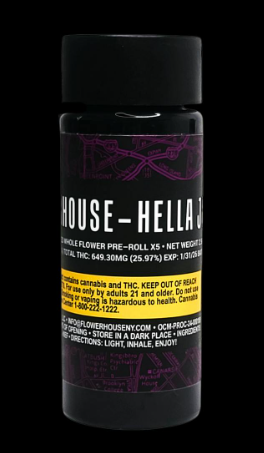 Photograph of product: FlowerHouse | Hella Jelly | Infused Pre-Roll | 5 Pack | 2.5g