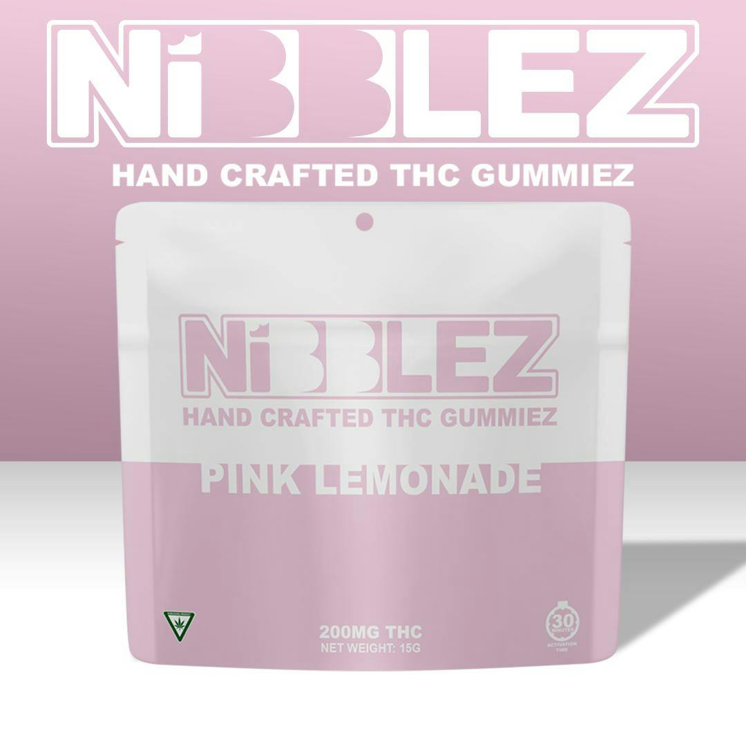 Photograph of product: Nibblez | Pink Lemonade | 200mg Gummies | REC