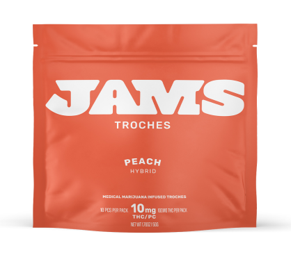 Photograph of product: Jams | Peach | Chews 10pk 100mg
