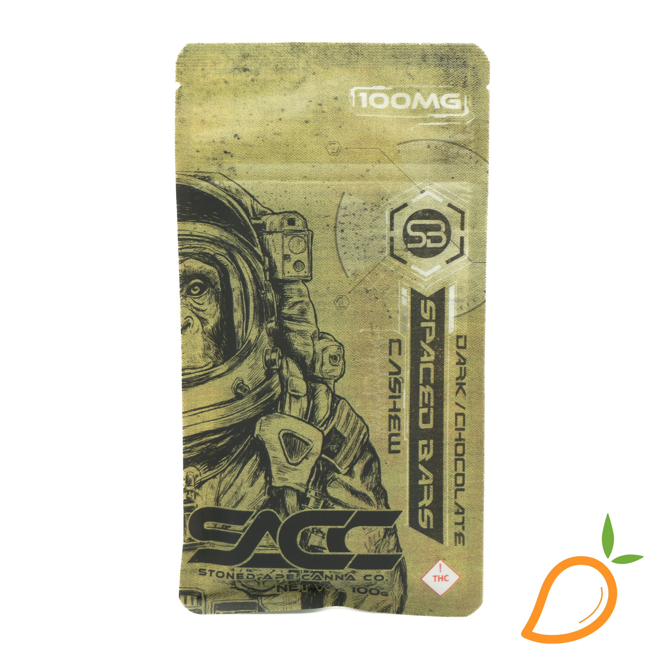 Photograph of product: 100mg Dark Chocolate Cashew Spaced Bar Stoned Ape