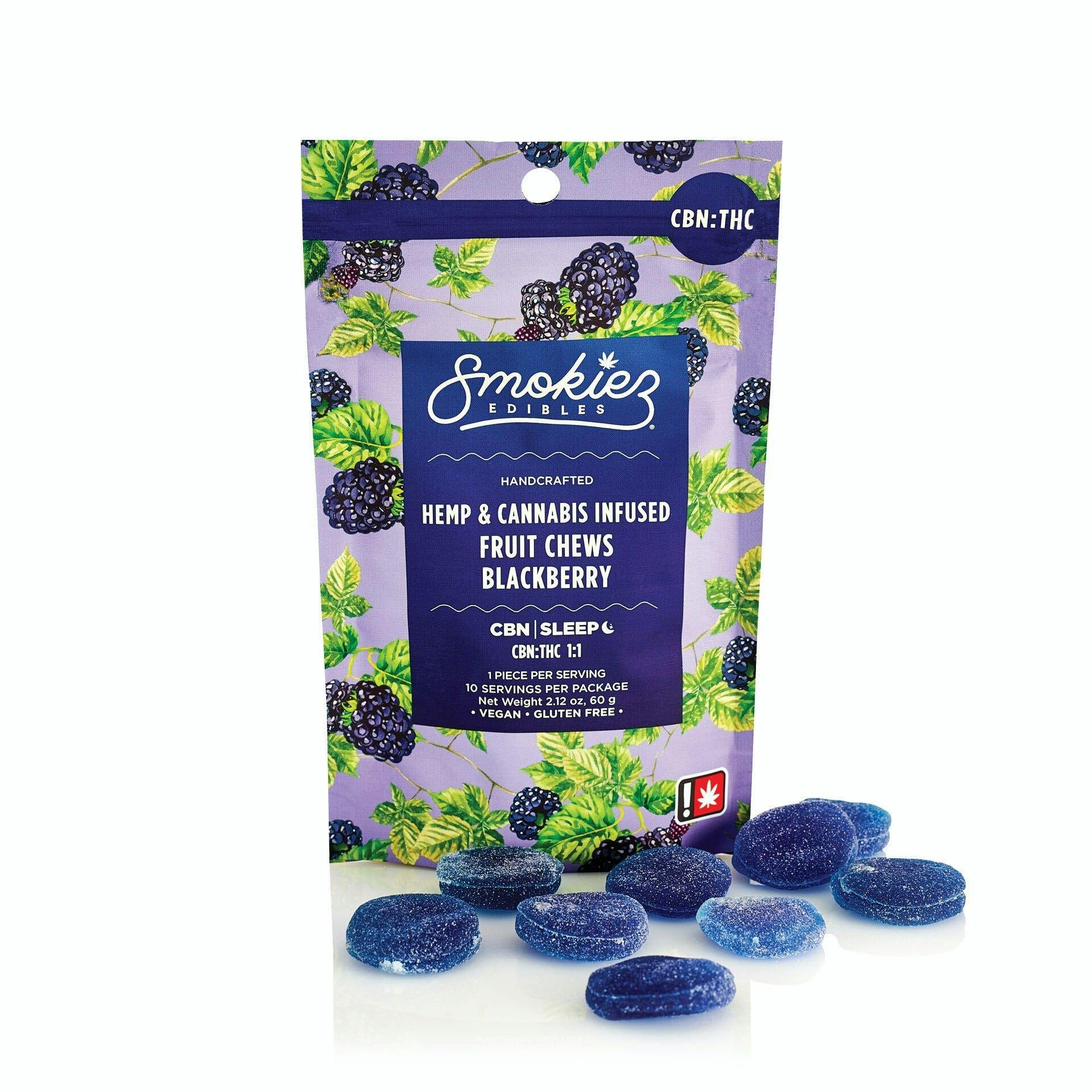 Photograph of product: Sour Blackberry 100mg CBN : 100mg TH-oui Fruit Chews - OR