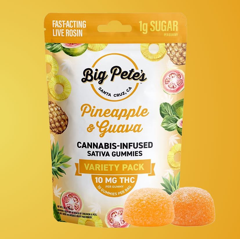 Photograph of product: Big Pete's Pineapple & Guava Live Rosin Gummies