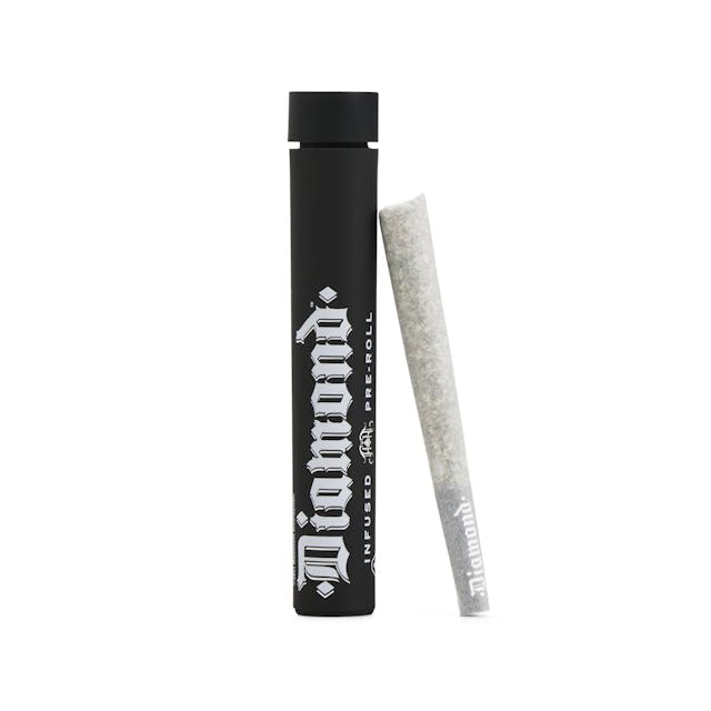 Photograph of product: Raspberry Cough Diamond Infused Pre Roll - 1g - 