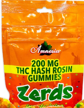 Photograph of product: Amnesia- Zerds au chocolat Rosin Gummies - Jungle Juice - 200mg