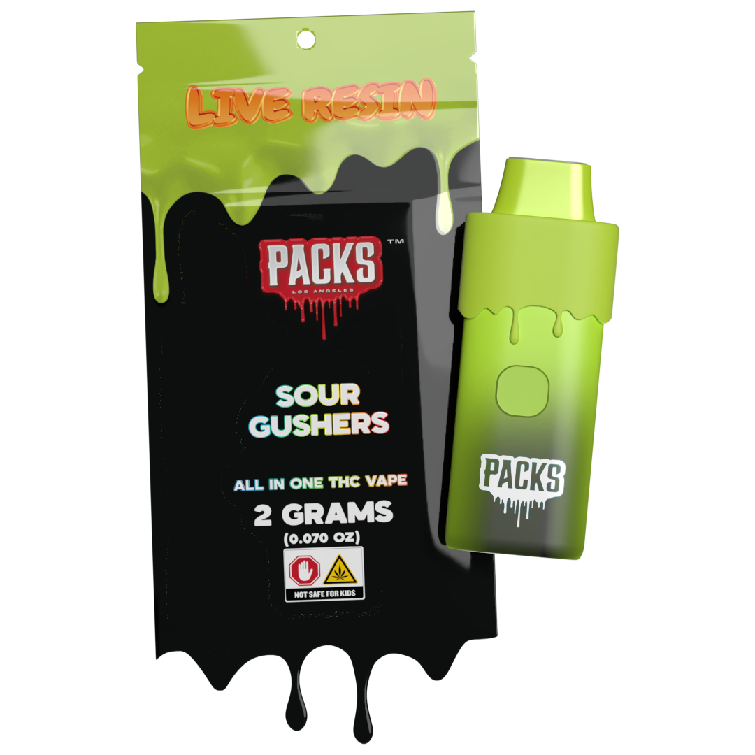 Photograph of product: Pack Pods | Sour Gushers | 2G Disposable Vape