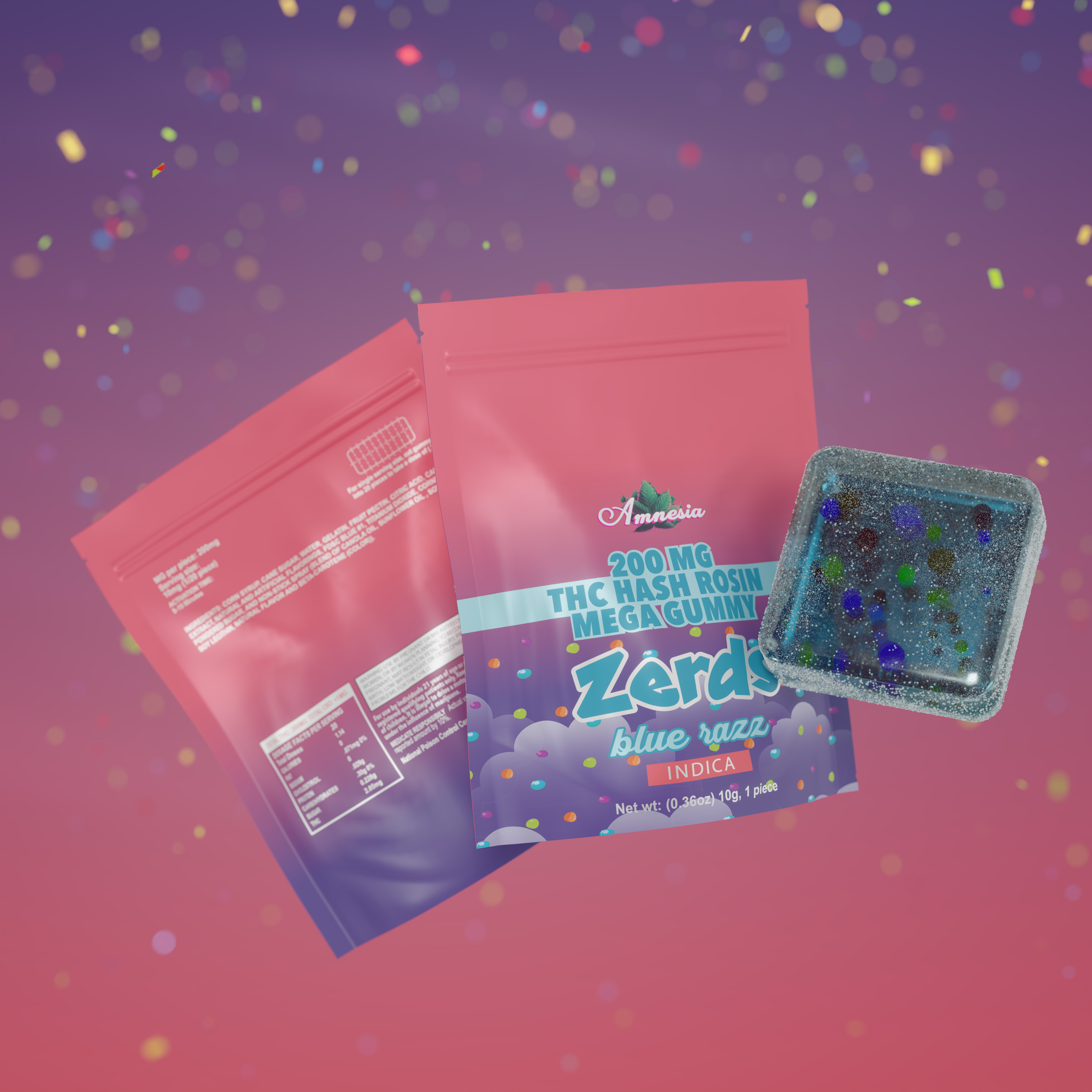Photograph of product: Zerds - Blue Razz au chocolat Rosin Gummy Single 200mg