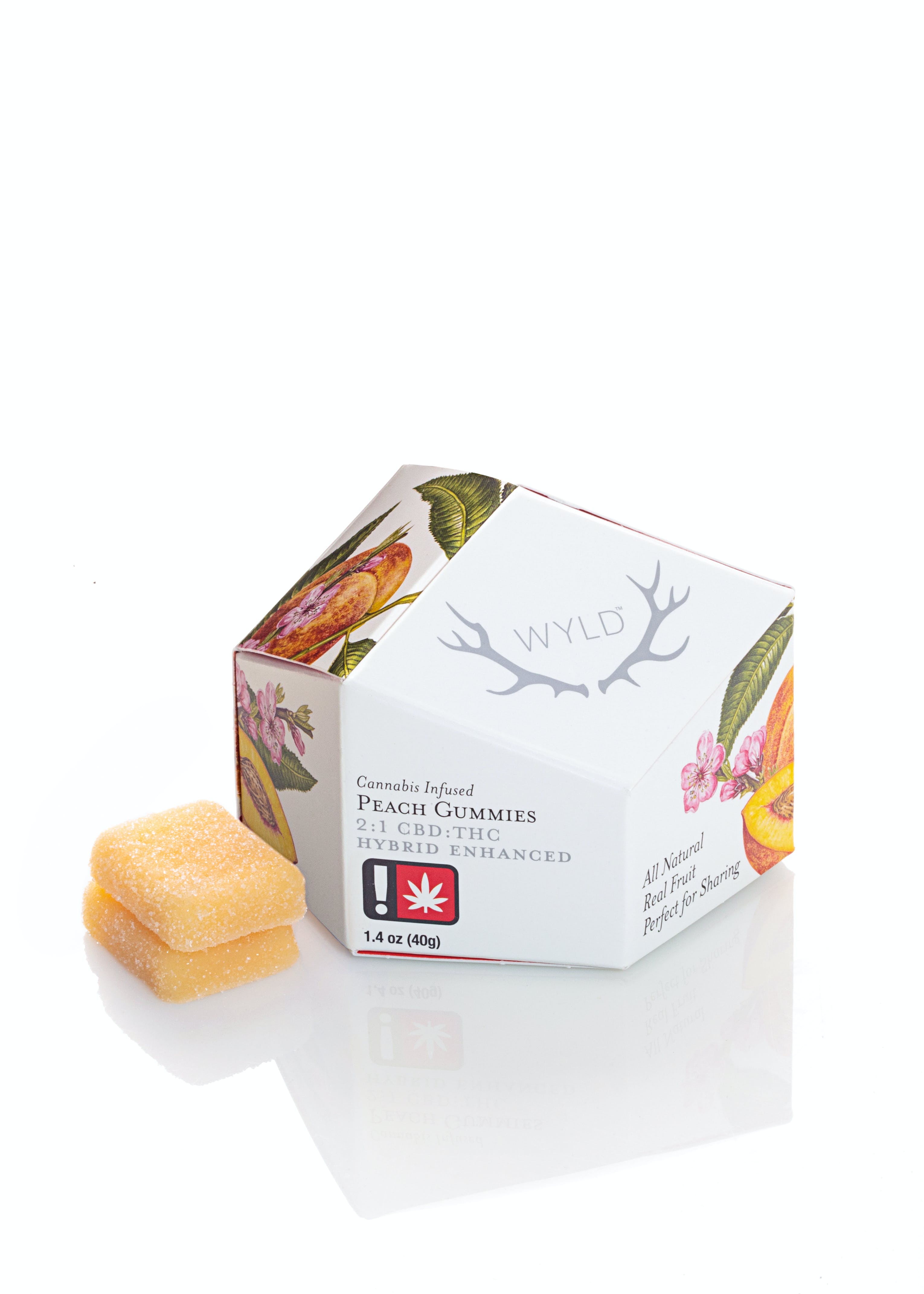 Photograph of product: Peach 2:1 CBD + Hybrid Enhanced Gummies 50:25mg