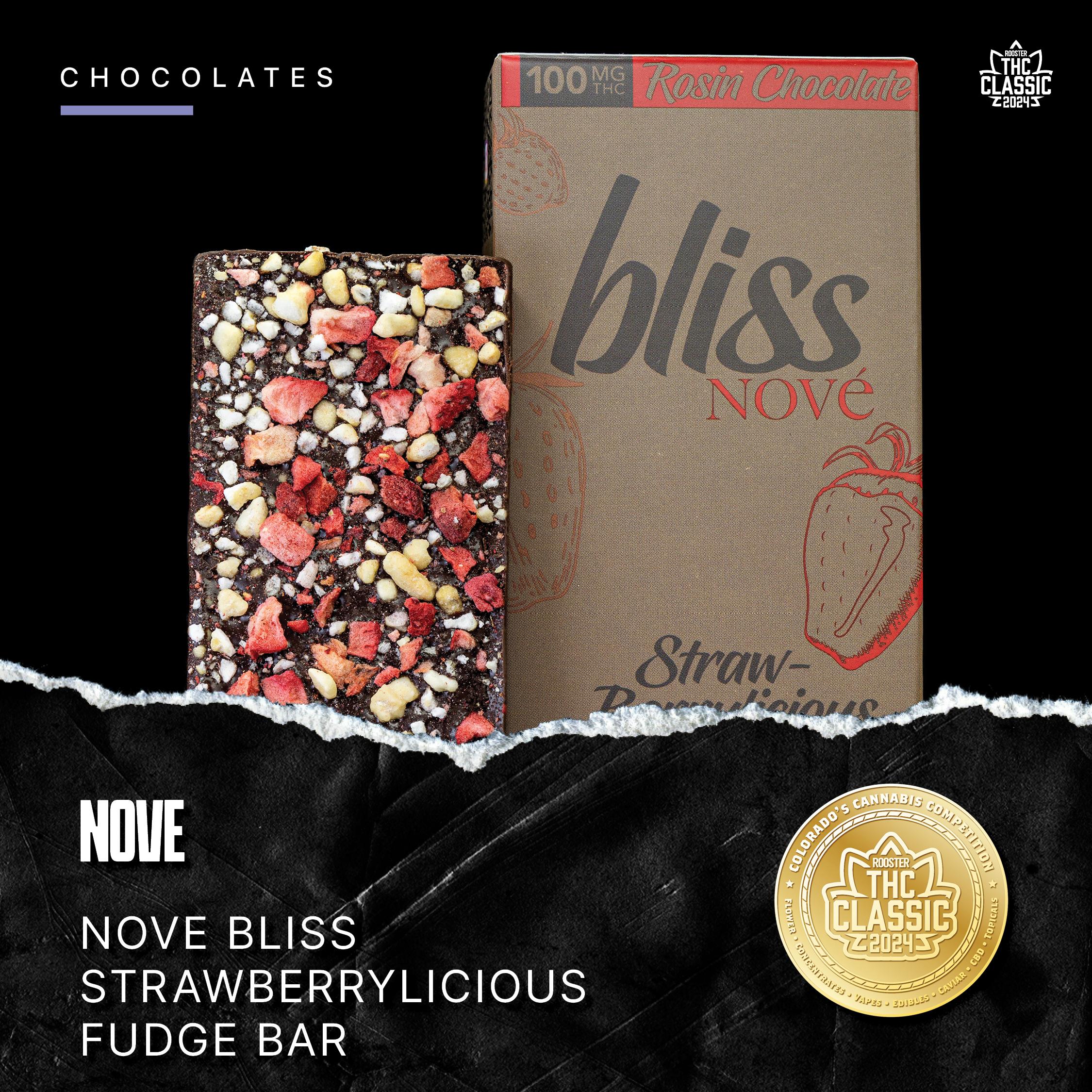 Photograph of product: Nove | Rosin Chocolate Bar | Straw-Berrylicious