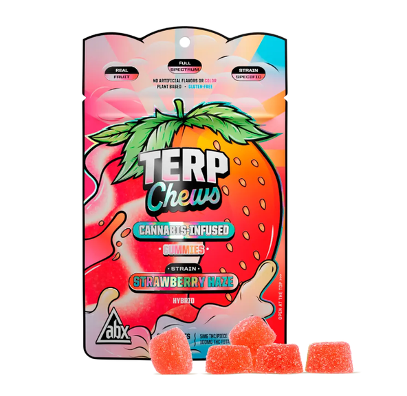 Photograph of product: Terp Chews - Strawberry Haze (Hybrid) Edible 100mg Pack