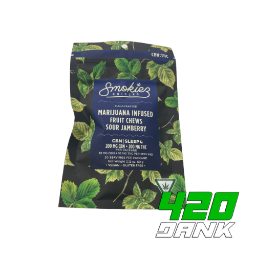 Photograph of Product: Smokies - 200mg - 1:1 CBN/THC Gummies - Sour Jamberry Sleep