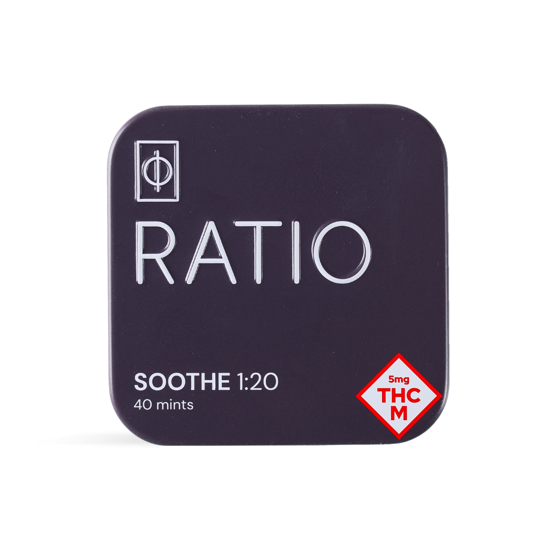 Photograph of product: Soothe 1:20 Microdose Mints - 5mg TH-oui 100mg CBD - 40pcs - RATIO