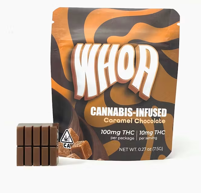 Photograph of product: WHOA Caramel Chocolate Bites 100mg