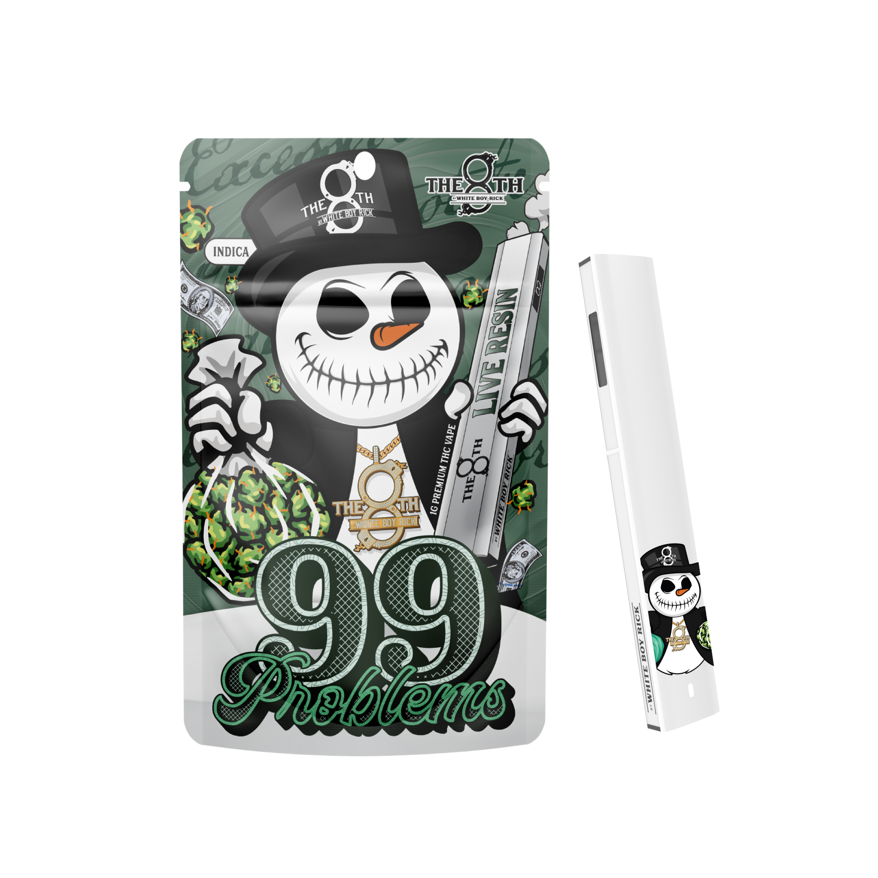 Photograph of product: White Boy Rick | The 8th |  99 Problems Live Resin Disposable Cart