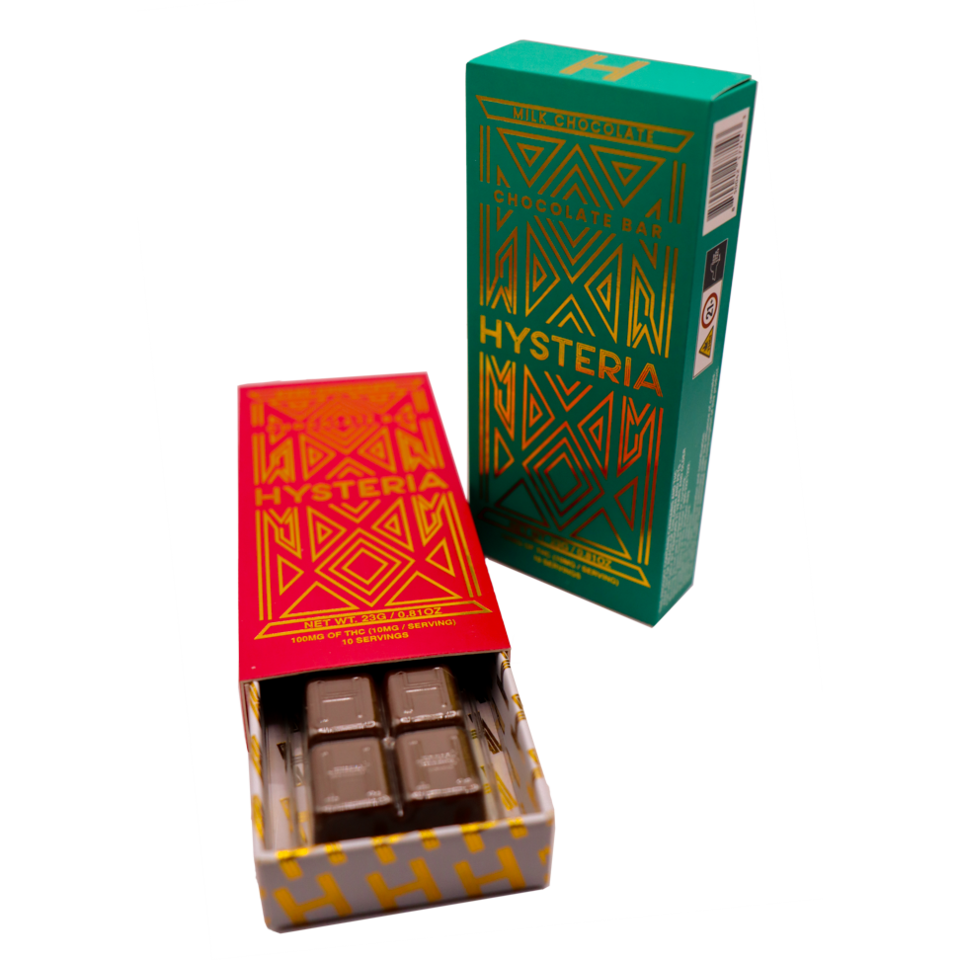 Photograph of product: Hysteria/ Chocolate/ Milk Chocolate 100mg