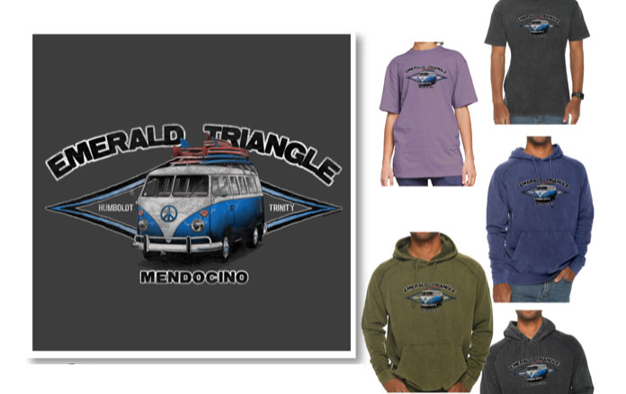 Photograph of product: Emerald Triangle VW Bus                       Sweat Shirt $39