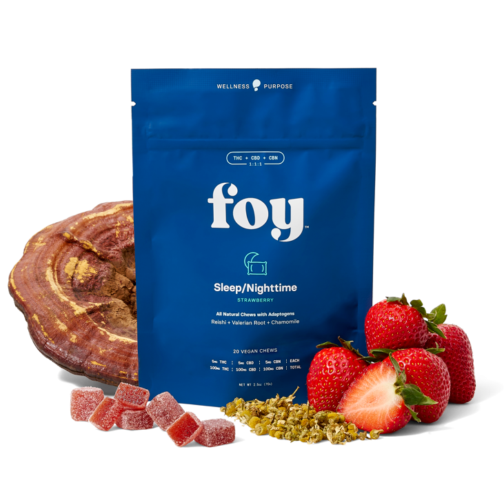 Photograph of product: Foy | Nighttime Chews w/ Organic Adaptogens 1:1:1 TH-oui/CBD/CBN - 20 pack