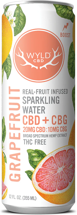 Photograph of product: WYLD - SPARKLING H20 - DRINK - 25MG CBD / 10MG CBG - GRAPEFRUIT
