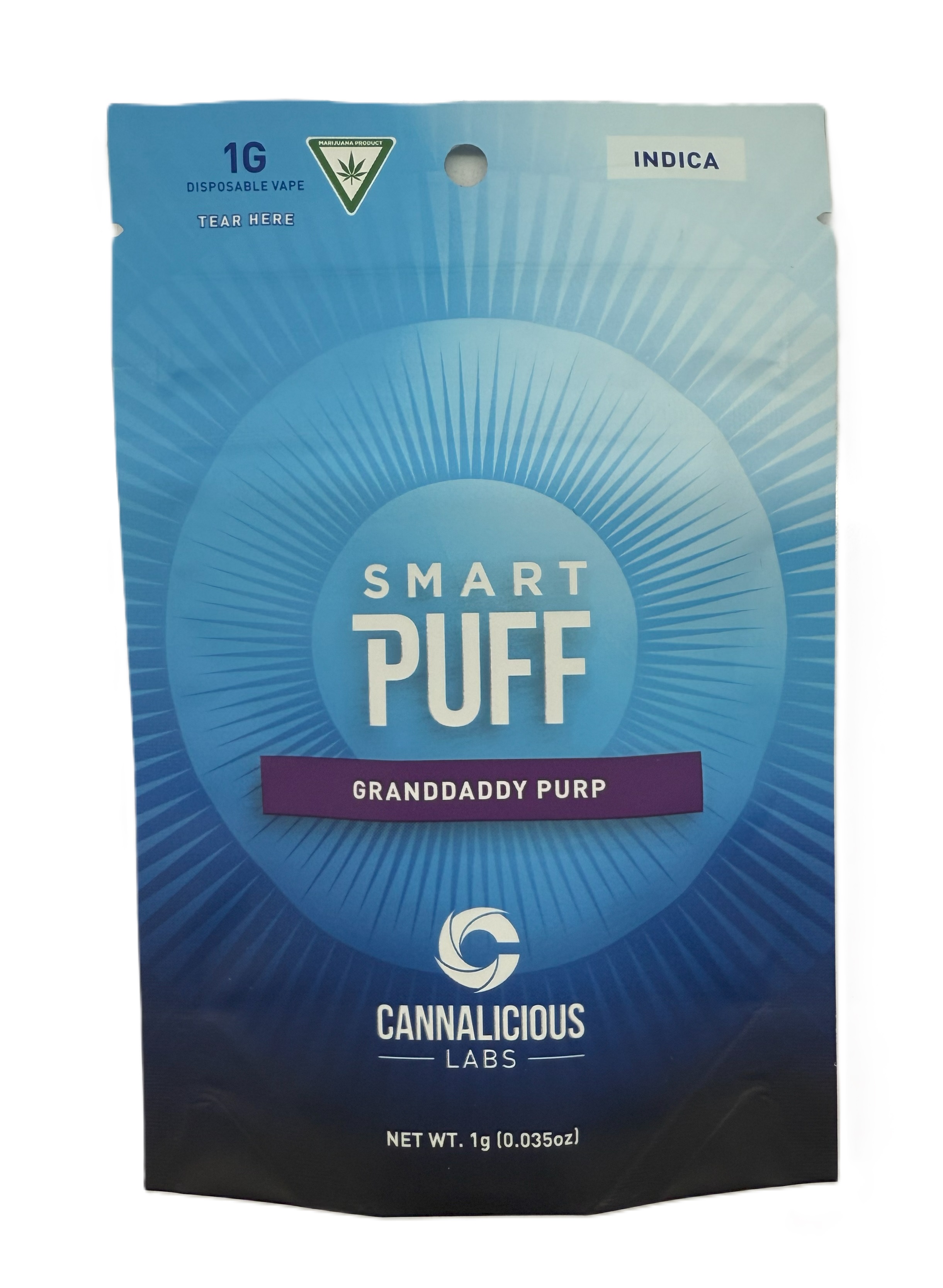 Photograph of product: Cannalicious SmartPuff 1g Disposable - Granddaddy Purp