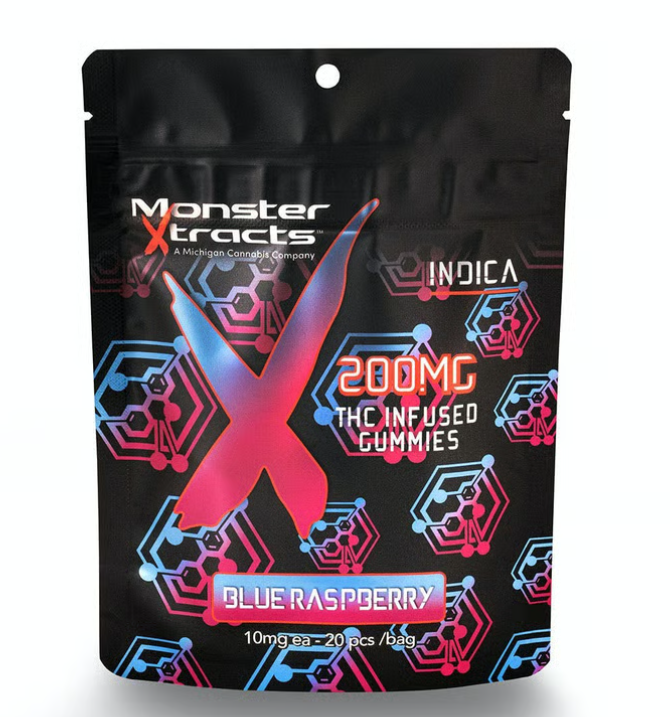 Photograph of product: Gummies - Monster X - (200mg) - Blue Raspberry - (Oui'd)