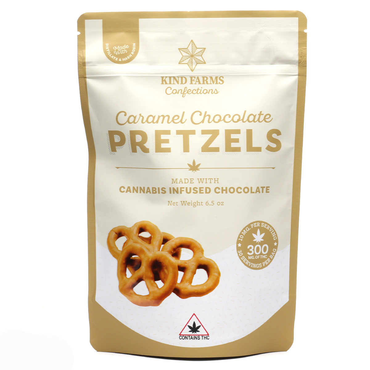 Photograph of product: Caramel Chocolate Pretzels 300mg : Kind Farms